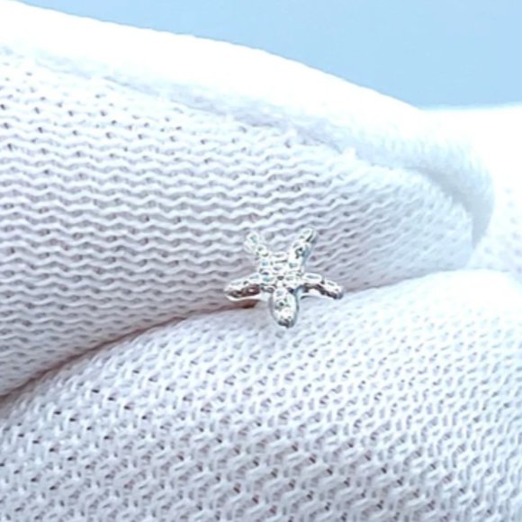 Tiny 3mm Sterling Silver Starfish Star Nose Pin Nose Ring Nose Stud Nose Bone - Picture 3 of 3
